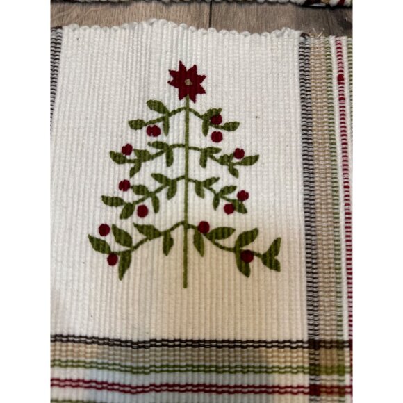 Set Of 2 St. Nicholas Square Cotton Festive Moose & Tree Placemats - Picture 11 of 12